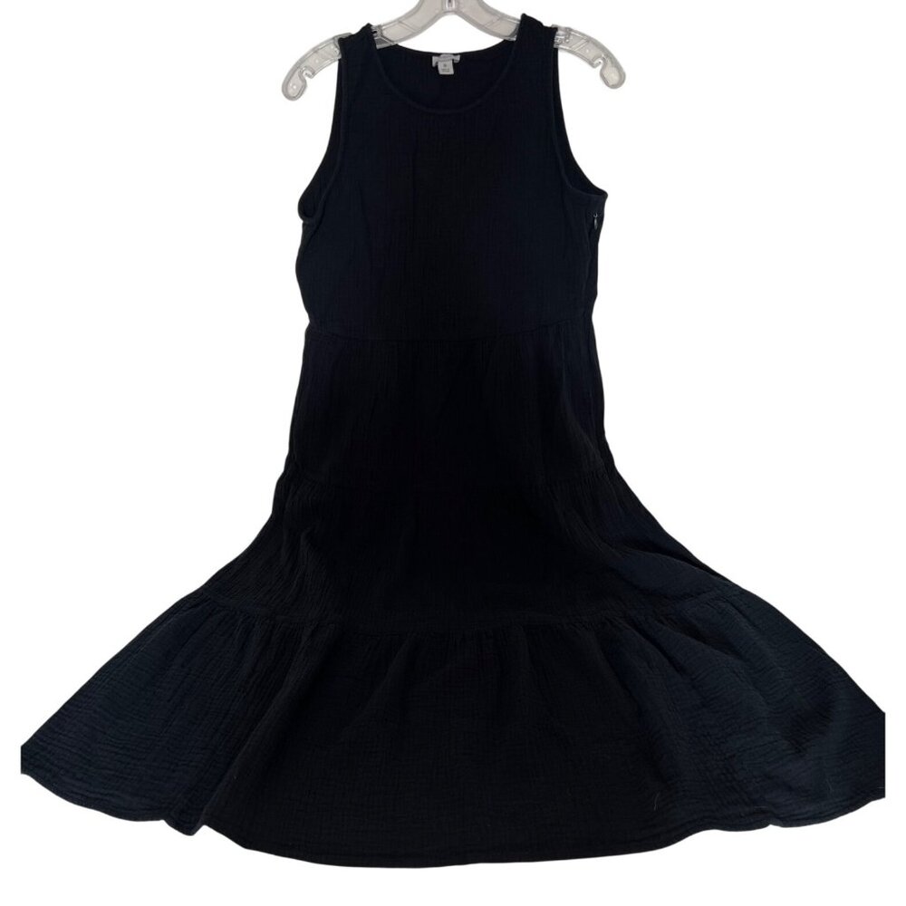 J. Crew Womens Sleeveless Black Tiered‎ Dress Size 8 gauzy